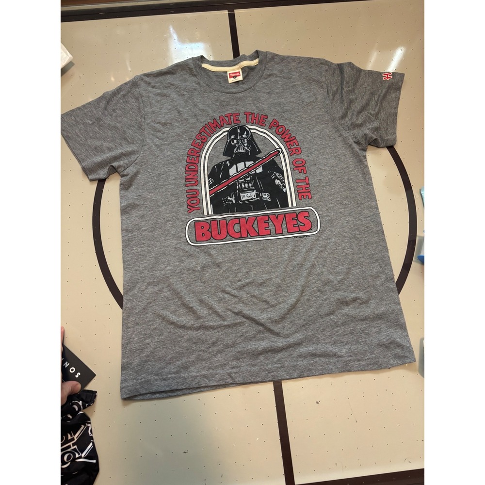 297 Homage Ohio State Buckeyes Star Wars Darth Vader T-Shirt Gray Men Medium OSU
